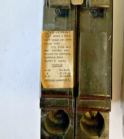 CROUSE-HINDS MH215 CIRCUIT BREAKER HACR 120/240VAC MH/MM ***LOTOF2***2