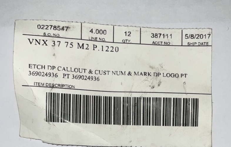 DAYTON VNX 37 75 M2 P.1220 PUNCH ****LOTOF12**** 3690249361