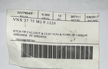 DAYTON VNX 37 75 M2 P.1220 PUNCH ****LOTOF12**** 3690249361