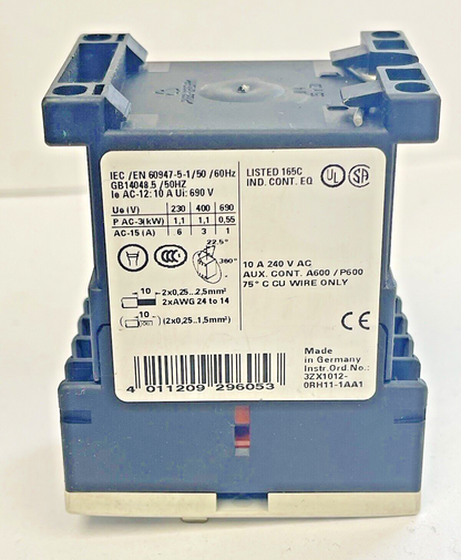 SIEMENS - 3RH1131-2BB40 - CONTROL RELAY - 10 A, 240 VAC, AUXILIARY CONTACT5