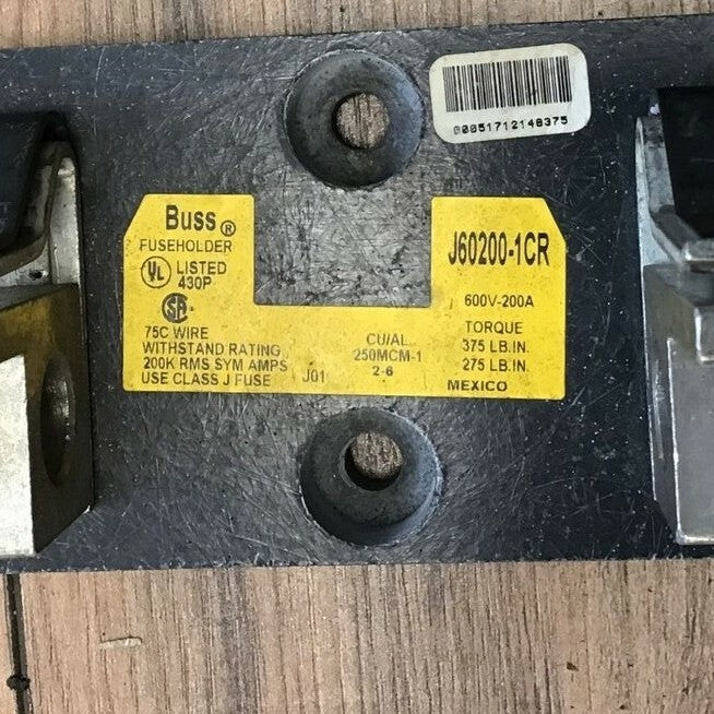 BUSS J60200-1CR FUSE HOLDER 600V-200A ***LOTOF3***2
