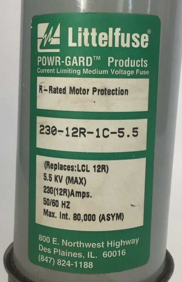 LITTELFUSE 230-12R-1C-5.5 R-RATED MOTOR PROTECTION 5.5KV 230(12R)AMPS POWR-GARD1