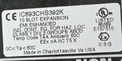 GE FANUC IC693CHS392K - BASE 10-SLOT EXPANSION - EMI ENHANCED1