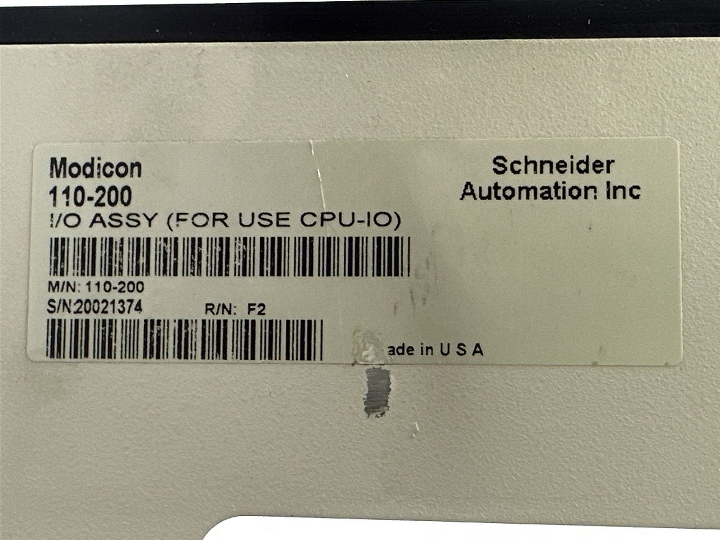 MODICON 110-200 I/O ASSY (FOR USE CPU-IO) SCHNEIDER AUTOMATION INC1