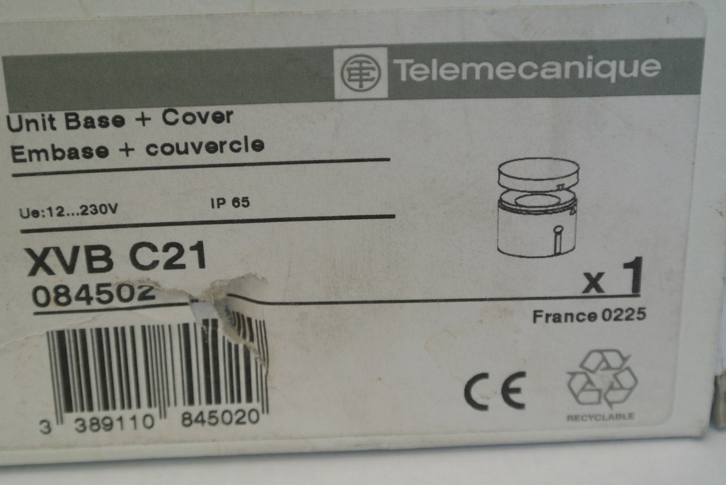 TELEMECANIQUE XVB C21 LIGHT TOWER BASE & COVER - 12-230V - NEW SURPLUS - 0845021