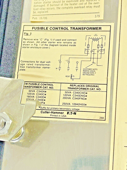 CUTLER HAMMER - A30CWA0 A2- COMBINATION MOTOR STARTER WITH MOTOR CIRCUIT SWITCH6