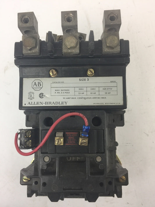 ALLEN BRADELY 500-DOD930 STARTER SIZE 3 600VAC 90A CD236 115-120V 60HZ 110V 50HZ0