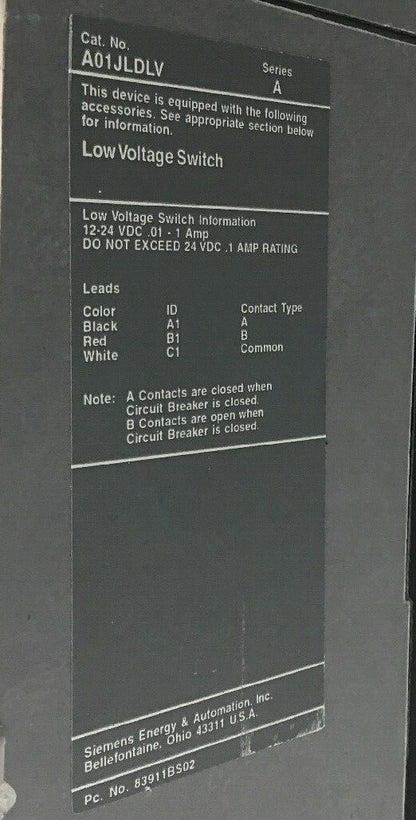 SIEMENS HJXD63S400A 400A MOLDED CASE  SWITCH W/SHUNT S11JLD6 & A01JLDLY SENTRON 6