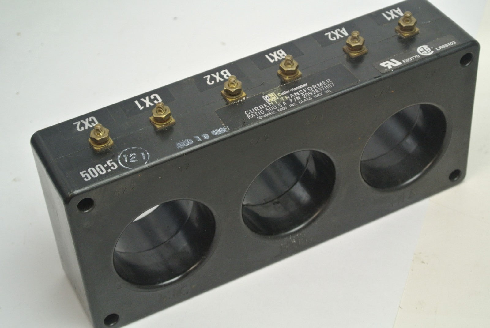 CUTLER-HAMMER 3P85-501  2092A37H07 CURRENT TRANSFORMER 500:5 RATIO 600V 50-400Hz0