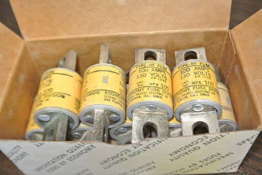 LOT of 9 / ECONOMY RFA100 RECTIFIER FUSE / 100A / 130V / NEW SURPLUS0