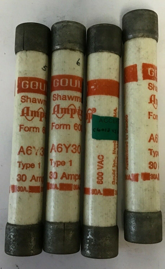 GOULD SHAWMUT A6Y30 AMP-TRAP FUSE 600VAC TYPE1 30AMP ***LOTOF4***0