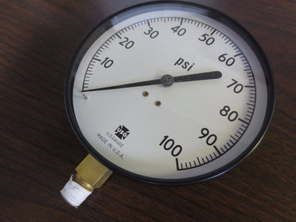 USG 158253 0-100 PSI GAUGE 4-1/2" DIAL - 1/4" ANPT LM - NEW SURPLUS - 1X7302