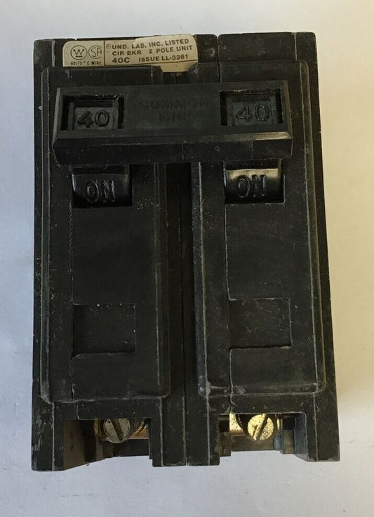 WESTINGHOUSE QPHW2040 CIRCUIT BREAKER 120/240VAC 2POLE  QUICKLAG0