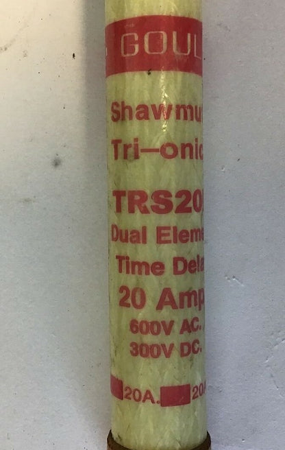 GOULD SHAWMUT TRS20R TRI-ONIC FUSE 20A 600VAC 300VDC CLASS RK5***LOTOF3***2