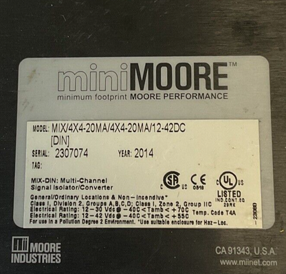 MOORE PERFORMANCE MIX/4X4-20MA/4X4-20MA/12-42DC ISOLATOR 4-CHANNEL 42VDC2