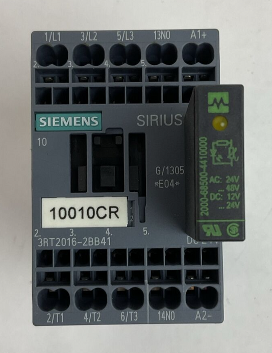 SIEMENS 3RT2016-2BB41 CONTACTOR 600VAC 20A 3PH 7.5HP COIL 24VDC 2000-68500-441000