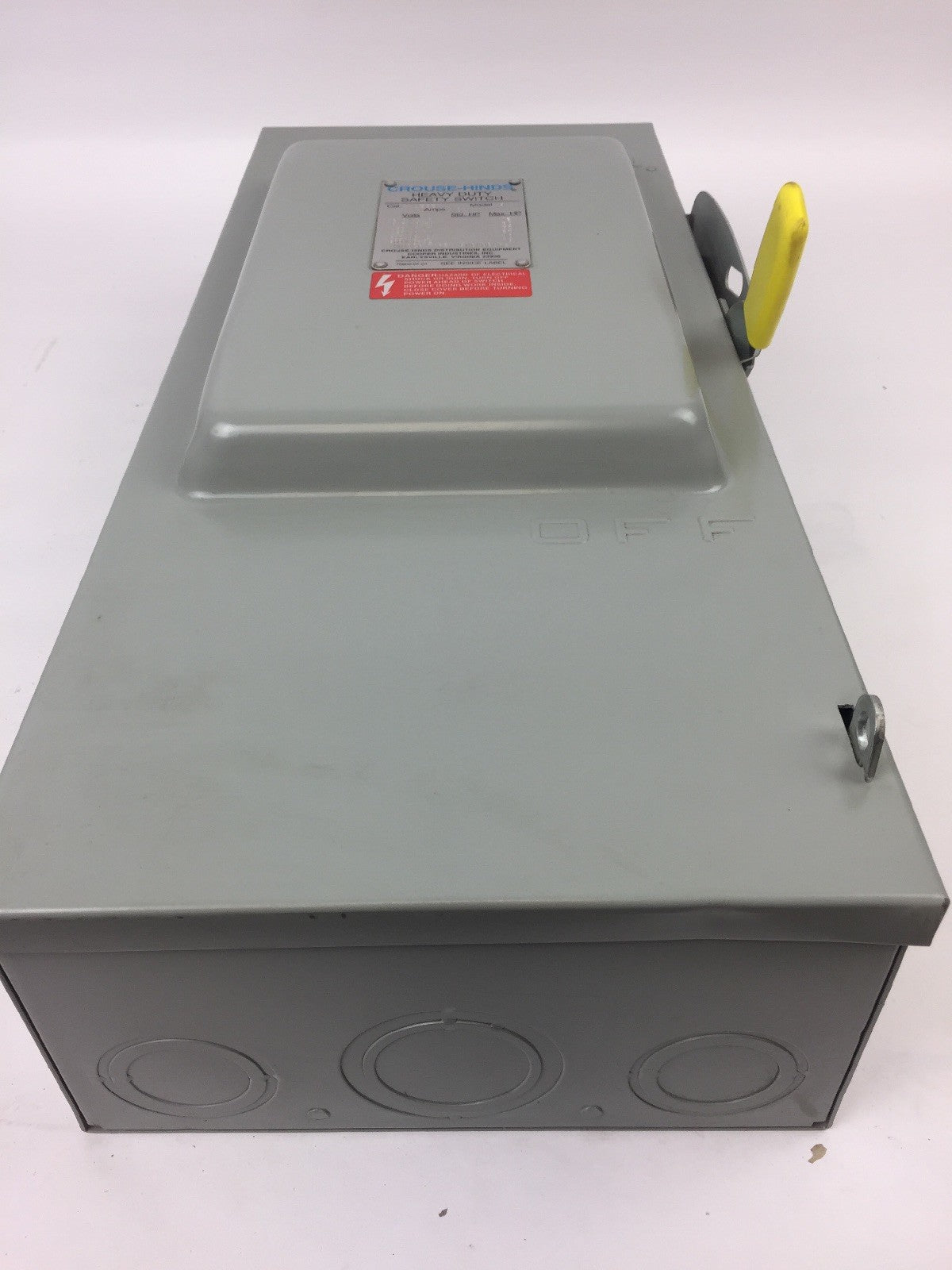 CROUSE-HINDS HU363 SAFETY SWITCH HEAVY DUTY 100A 600VAC 3 POLE TYPE 1 ENCLOSURE4