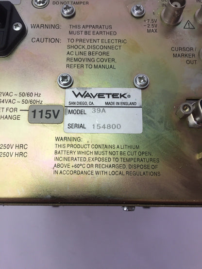 WAVETEK MODEL 39A 40MS/s UNIVERSAL WAVEFORM GENERATOR9