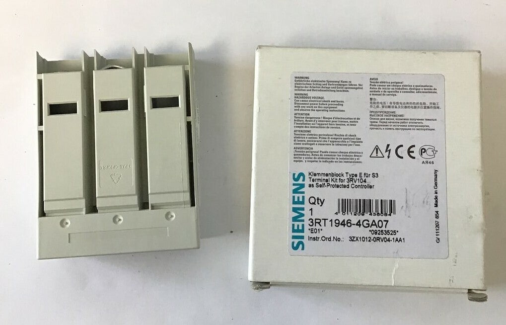 SIEMENS 3RT1946-4GA07 TERMINAL KIT W/ 3RT1946-4EA2 COVER 2