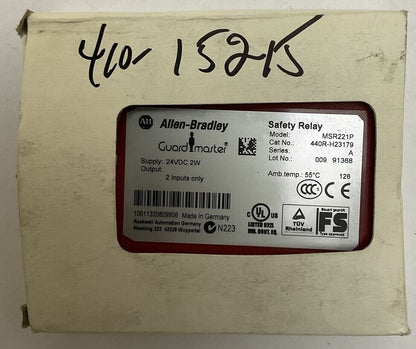 ALLEN BRADLEY 440R-H23179 SAFETY RELAY MSR221P SUPPLY 24VDC 2W0