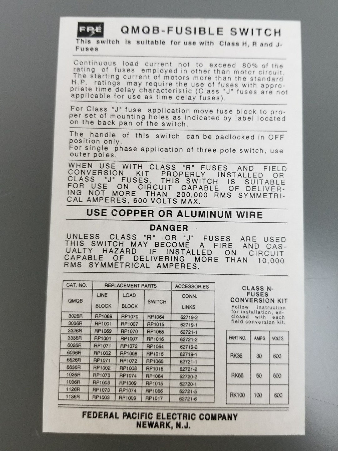 FPE QMQB QMQB2032 200 AMP 240V FUSED PANELBOARD SWITCH 3 POLE2