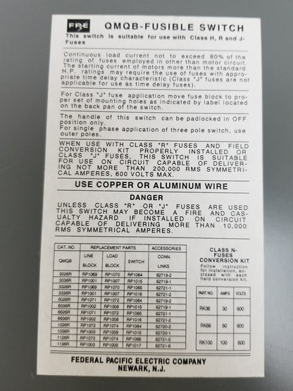 FPE QMQB QMQB2032 200 AMP 240V FUSED PANELBOARD SWITCH 3 POLE2