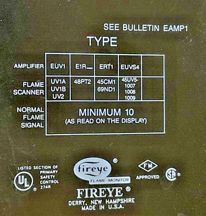 FIREYE EUV1 FLAME AMPLIFIER MODULE -EAMP12