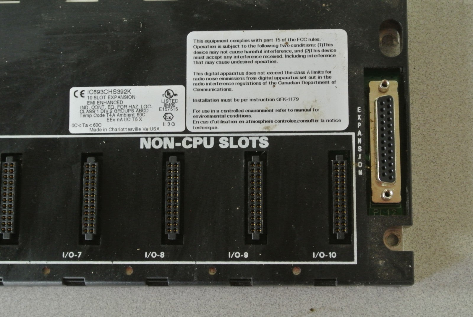 GE FANUC IC693CHS392K - BASE 10-SLOT EXPANSION - EMI ENHANCED3