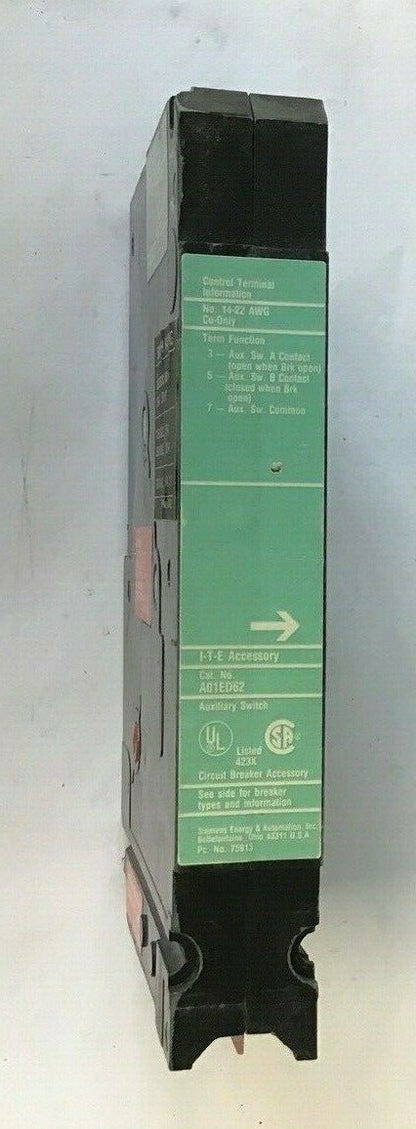 ITE A01ED62 AUXILIARY SWITCH  250V 60HZ 15A 1/3HP0