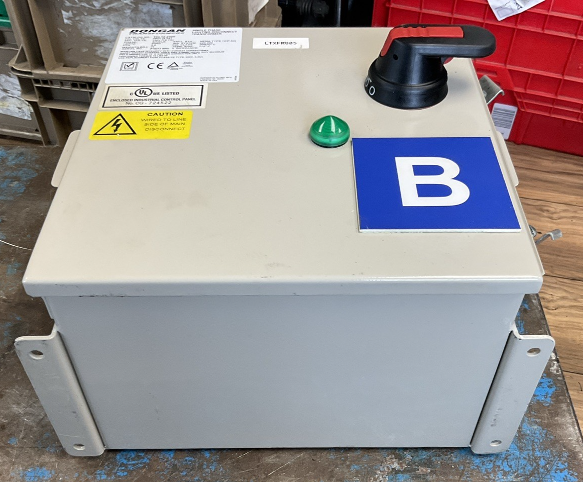 DONGAN TDL12-230Y SINGLE PHASE LIGHTING DISCONNECT TRANSFORMER 2KVA PRI 480V SEC2