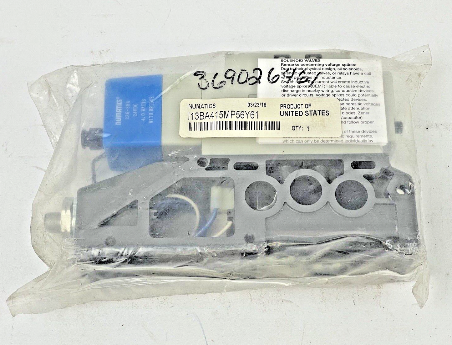 NUMATICS - I13BA415MP56Y61 - ASCO - SOLENOID VALVE - 24 VDC - 4 WATTS W/ BRIDGE0