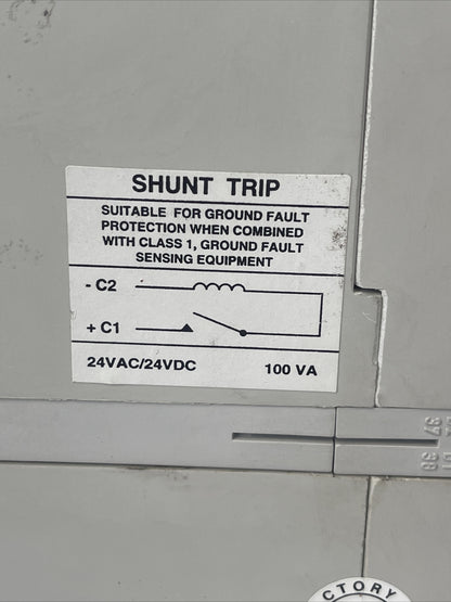 ABB S6N CIRCUIT BREAKER 600V 600AMP 3POLE SHUNT TRIP 24V8