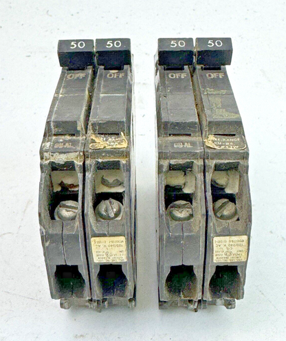 GE *LOT OF 2* - THQP250 - COMMON TRIP CIRCUIT BREAKERS - 2 POLE, 50 A, 240 VAC2