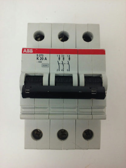 ABB, S273-K20A, CIRCUIT BREAKER, 3P, 277/480VAC, 10KA, 20A, VDE0660, NEW SURPLUS0