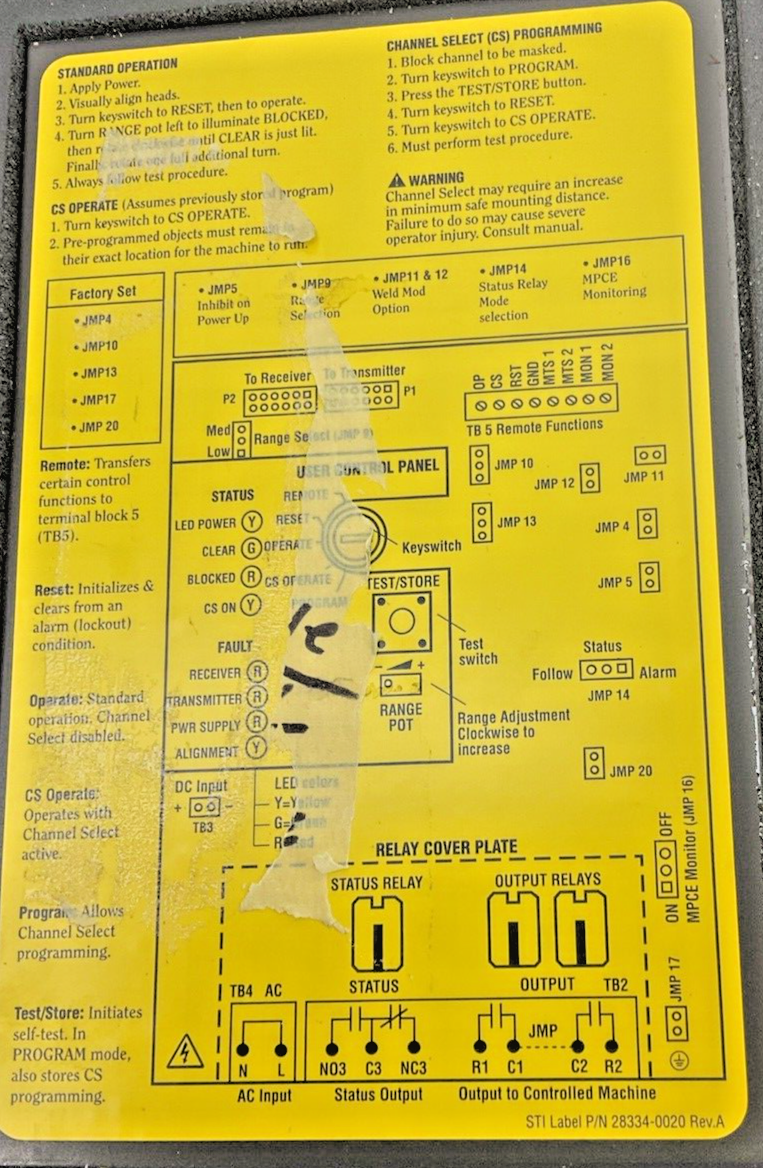 STI 43268-0040 LIGHT CURTAIN CONTROLLER MS4304B-2 115VAC 50/60HZ .250A9