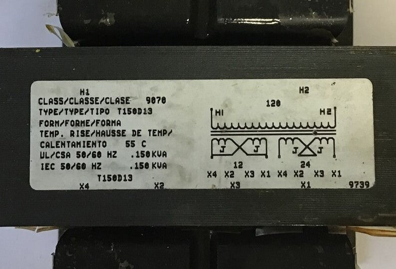 SQUARE D 9070T150D13 INDUSTRIAL CONTROL TRANSFORMER 120VAC 50/60HZ .150KVA1