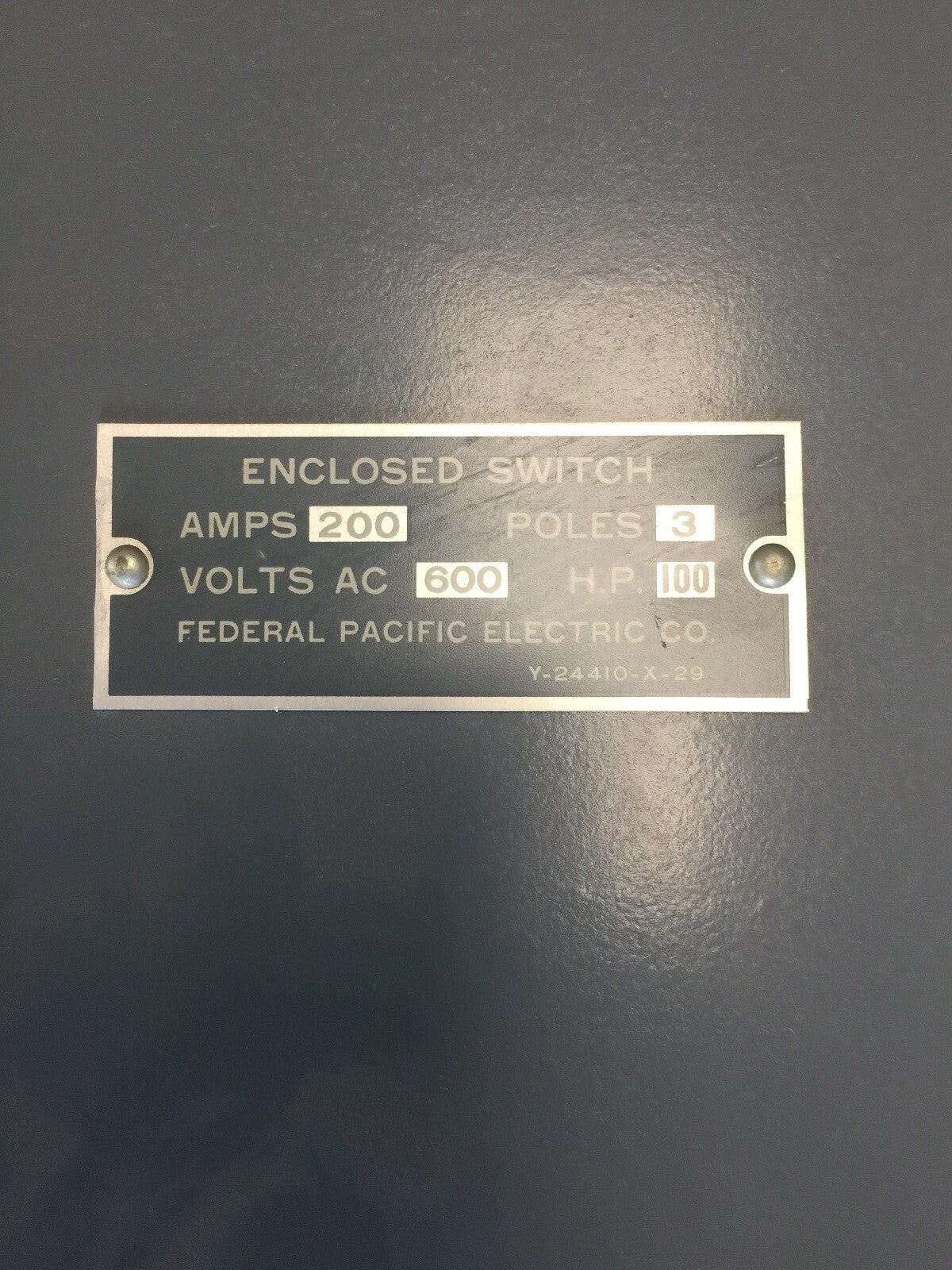 FPE RHQ5236 HEAVY DUTY TYPE A SAFETY SWITCH NON-FUSIBLE 200A 600VAC RAINTIGHT 2