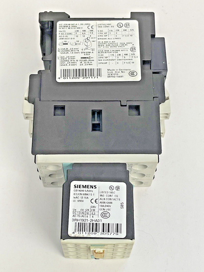 SIEMENS - 3RT1024-3B..0 & 3RH1921-2HA31 & 3RT1926-1BB00 W/ 24VDC COIL3