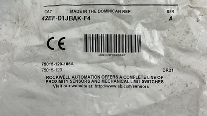 ALLEN BRADLEY 42EF-D1JBAK-F4 PHOTOSWITCH  DIFFUESE SENSOR 0.5MM 11-30VDC  SER.A2
