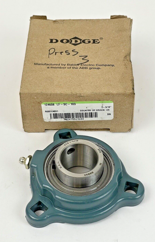 DODGE - 124608 LF-SC-103 - 3-Bolt LD Flange Ball Bearing - 1-3/16" - 1267530