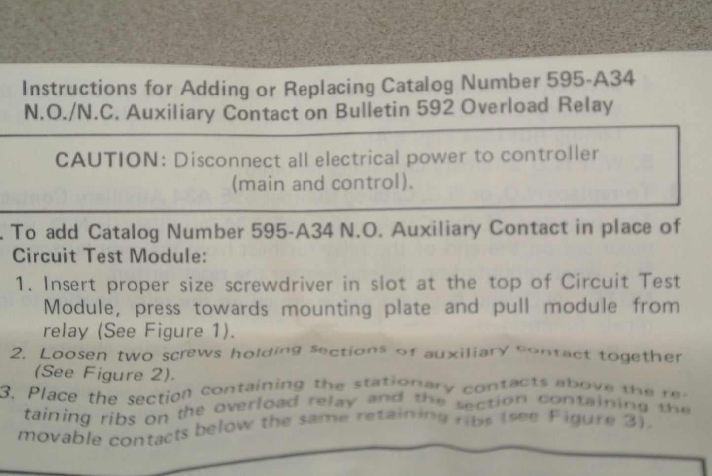 ALLEN-BRADLEY 595-A34 AUXILIARY CONTACT / 1 NO 1 NC / for SIZES 3-4 O/L RELAY6