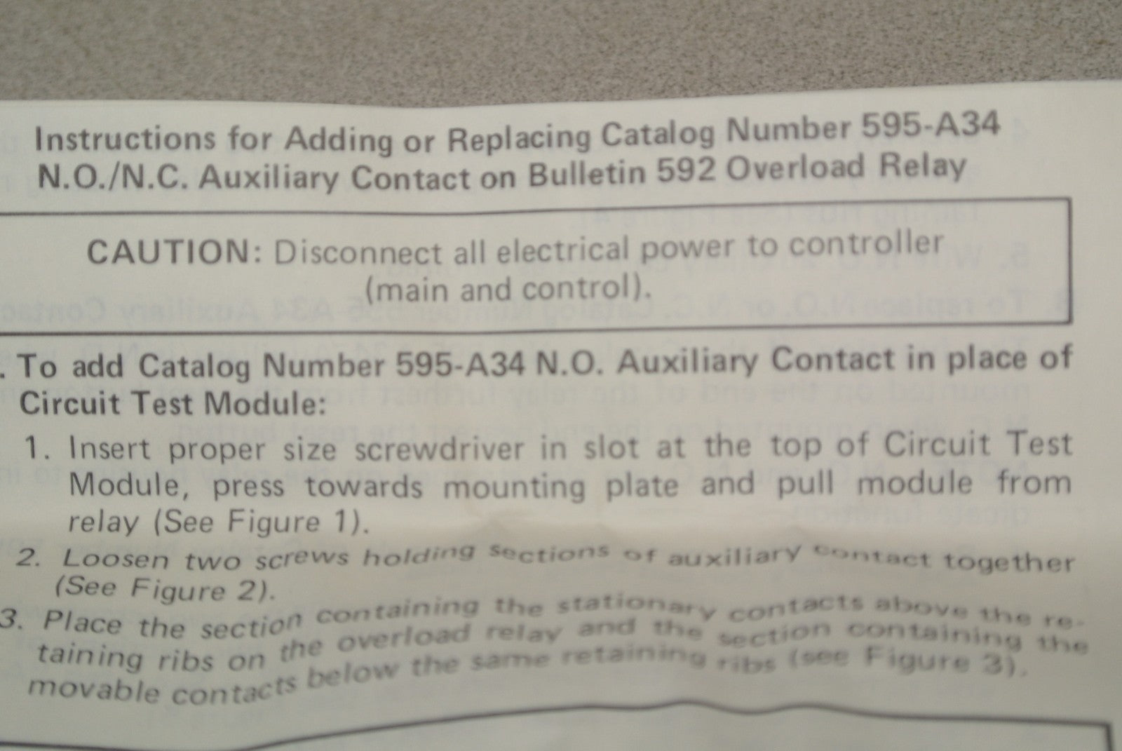 ALLEN-BRADLEY 595-A34 AUXILIARY CONTACT / 1 NO 1 NC / for SIZES 3-4 O/L RELAY6