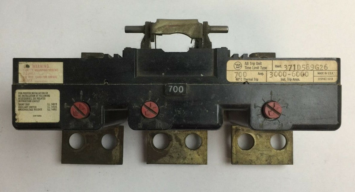 WESTINGHOUSE HNB3700T AB TRIP UNIT 700AMP INST TRIP 3000-6000A 371D589G260