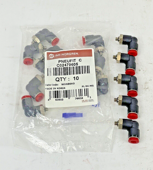 NORGREN C02470605 *LOT OF 15* -90° SWIVEL ELBOW ADAPTER, 6mm TUBE O/D, M5 THREAD0