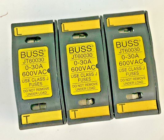 BUSSMANN **LOT OF 3**  JT60030  FUSEHOLDER  30A, 600VAC, 200kA0