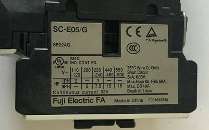 FUJI ELECTRIC SC-E05/G CONTACTOR 600V 32A 6