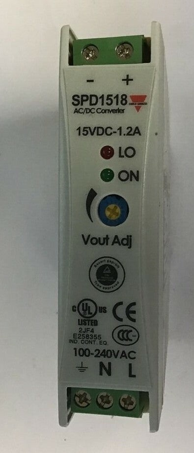 CARLO GAVAZZI SPD15181 AC/DC CONVERTER 100-240VAC 15VDC-1.2A 47-63HZ 500MA0