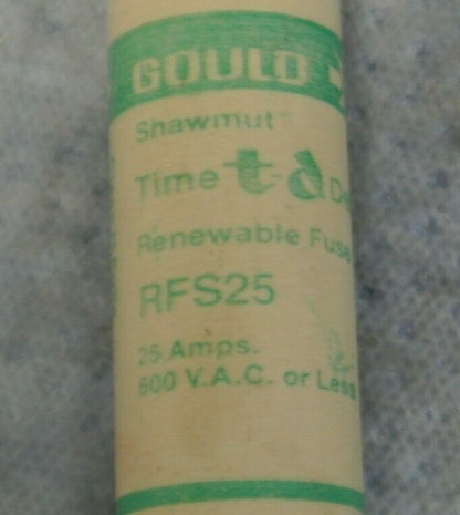 GOULD-SHAWMUT RFS25 RENEWABLE FUSE / 25A / 600V / NEW SURPLUS3