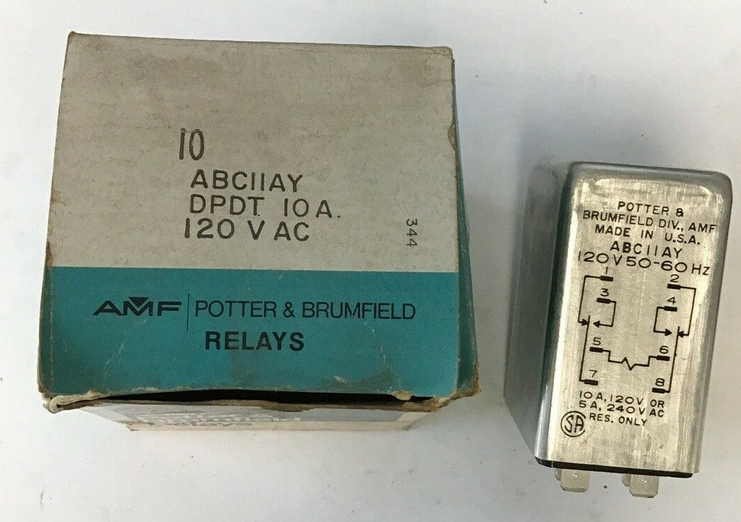 POTTER & BRUMFIELD ABC11AY RELAY 120V 50-60HZ 240VAC 10A0