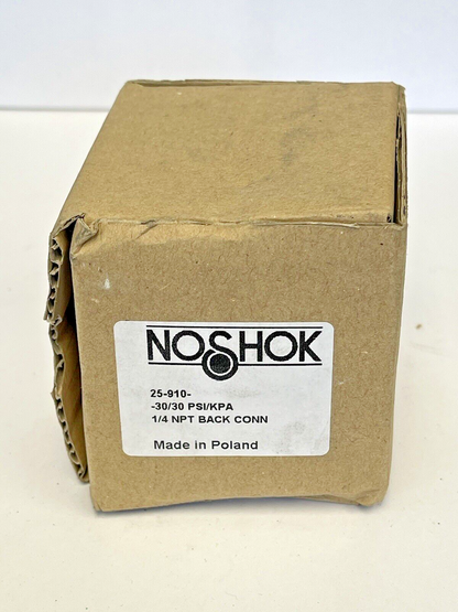 NOSHOK - 25-910-30 - LIQUID GAUGE - 2.5" DIAMETER, 1/4" NPT BACK CONN, 0-30 PSI1
